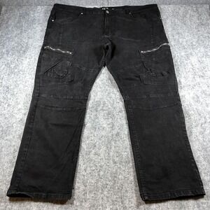 Another Hype Piece Jeans Mens 50 Inseam 33 Black Cargo Zip Pockets Stretch Denim